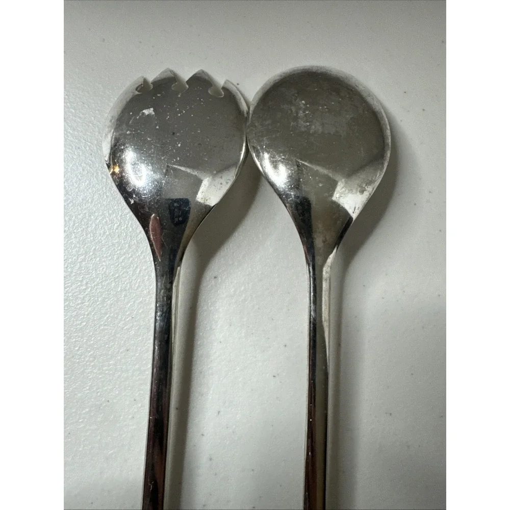 Vintage Silver Plated Salad Serving Spoon & Fork‎ Set from ITALY - 2-Piece Set
